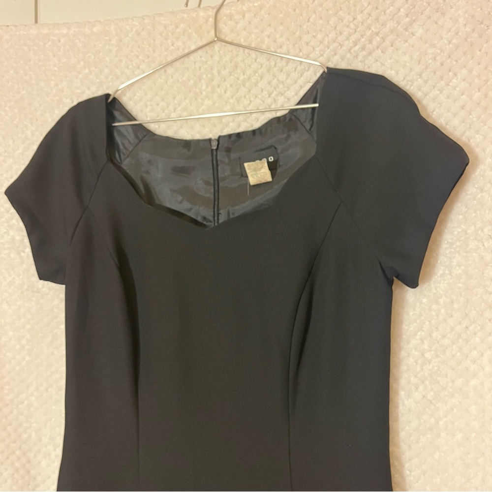 Virgo Black Sheath Dress Short Sleeves Formal Elegant Fitted Classic Womens 8T - Picture 6 of 6